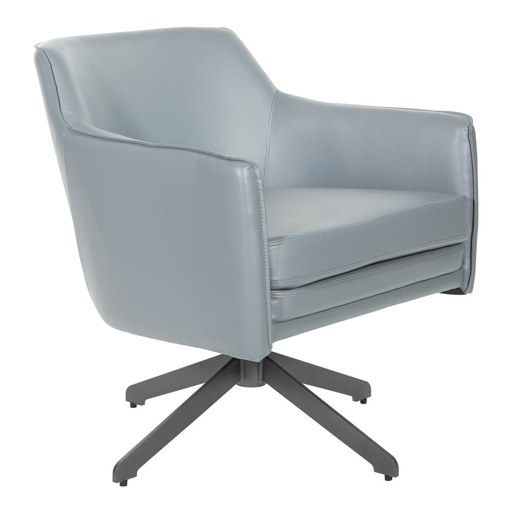 Faux Leather Guest Chair in Charcoal Grey Faux Leather with Black Base, FLH5974BK-U42. Picture 1