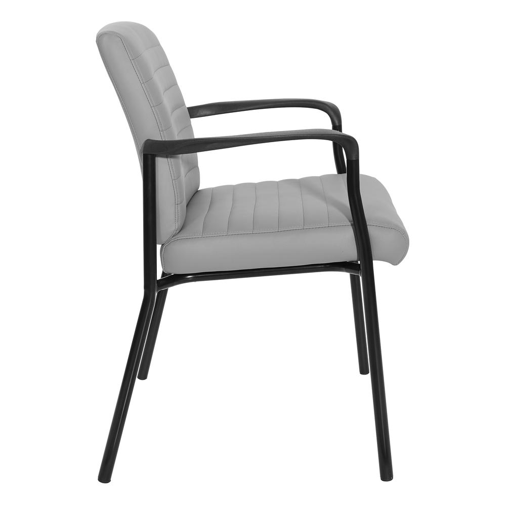 Guest Chair in Charcoal Grey Faux Leather with Black Frame, FL38610-U42. Picture 3