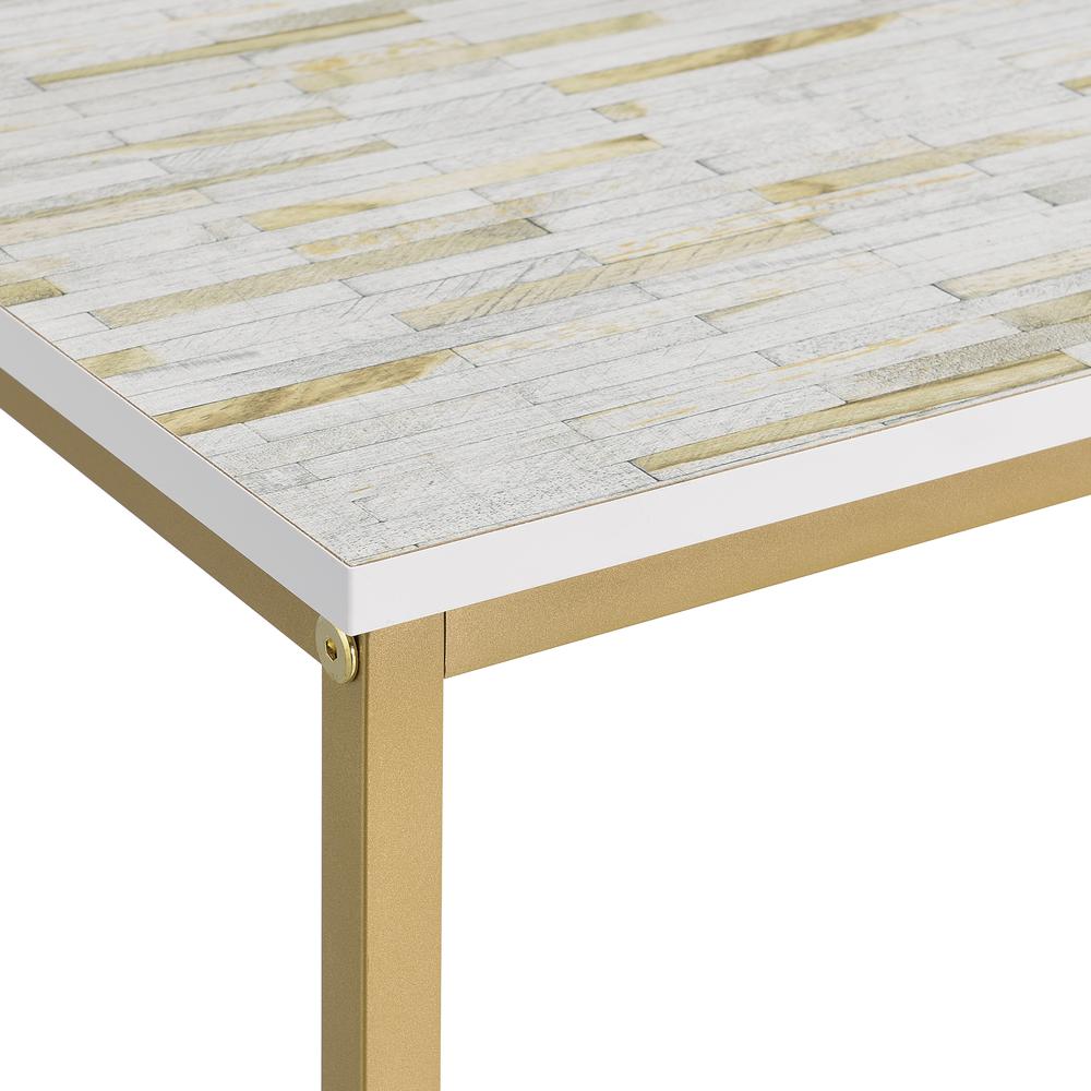 Brighton Console Table with Mosaic Top and Gold Metal Frame. Picture 8