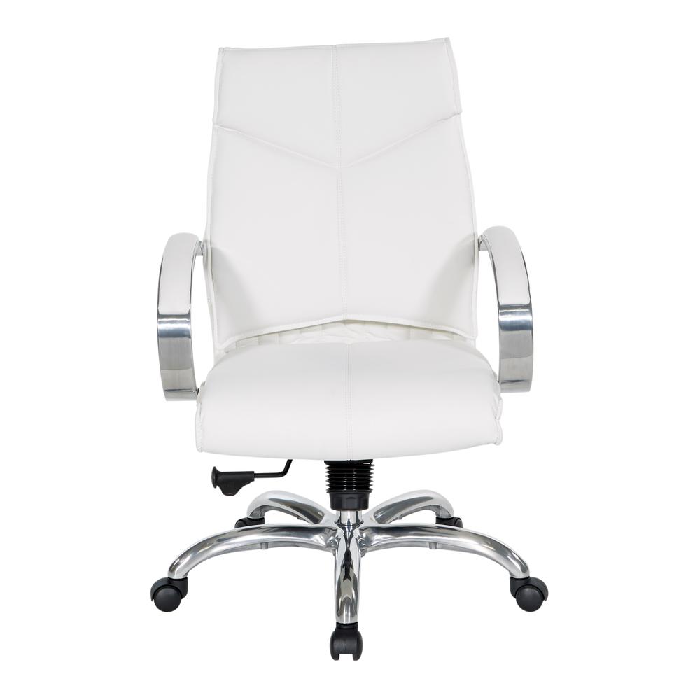 Deluxe Mid Back Executive Chair in Dillon Snow with Polished Aluminum Base and Padded Polished Aluminum Arms, 7251-R101. Picture 3