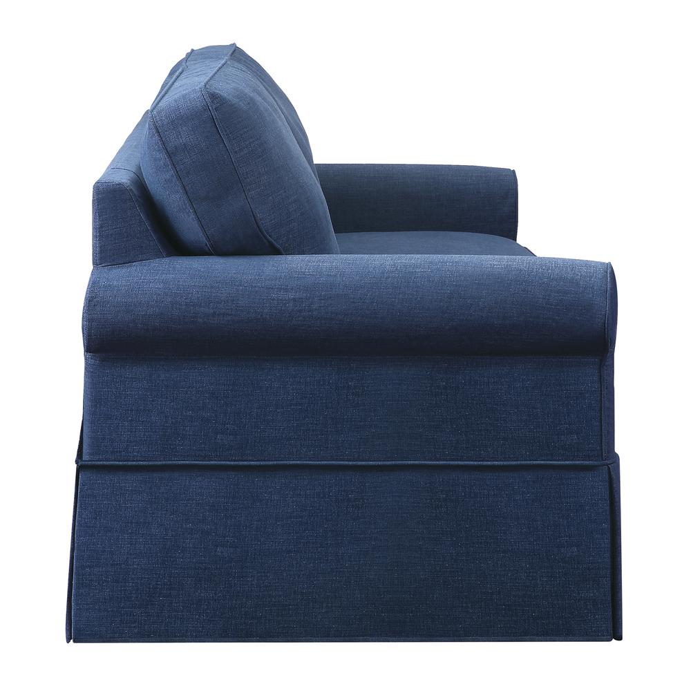 Slip Cover Sofa in Navy Fabric. Picture 3