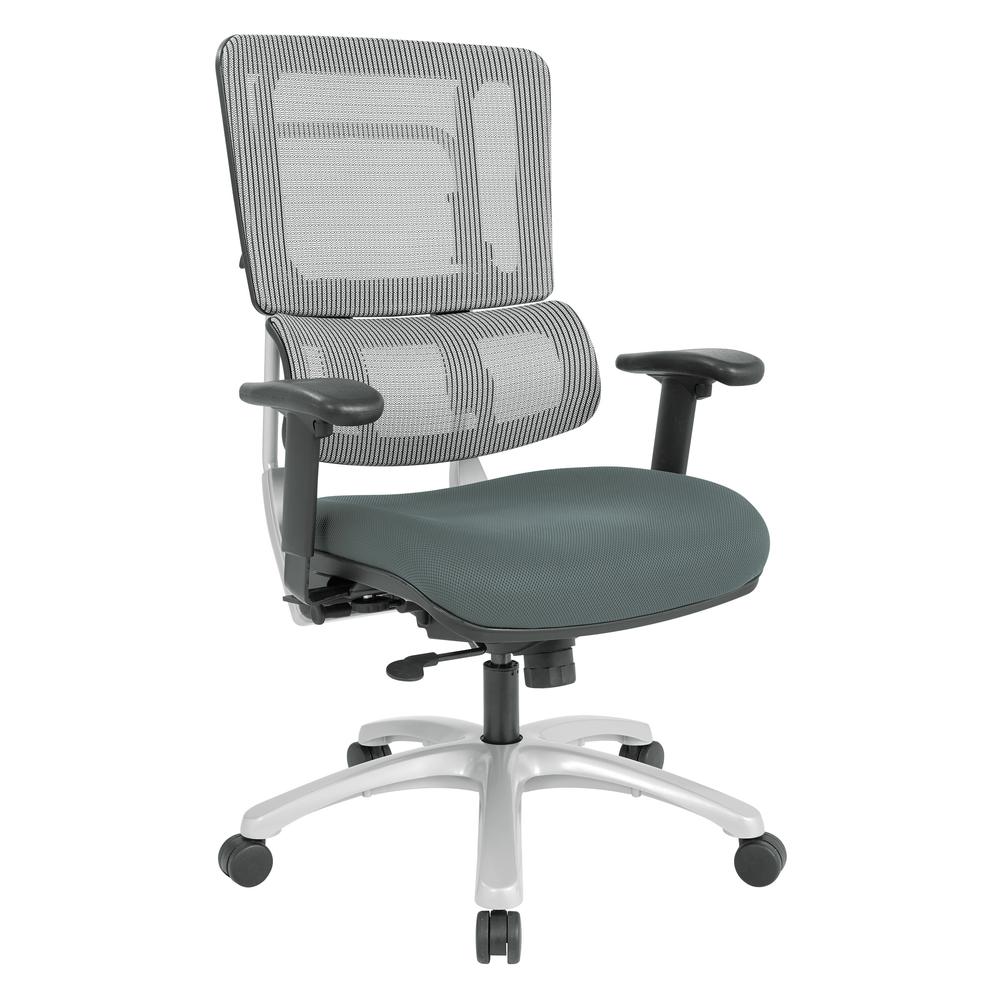 Vertical Grey Mesh Back Chair with Silver Base and Grey Mesh Seat, 99666S-2M. Picture 1