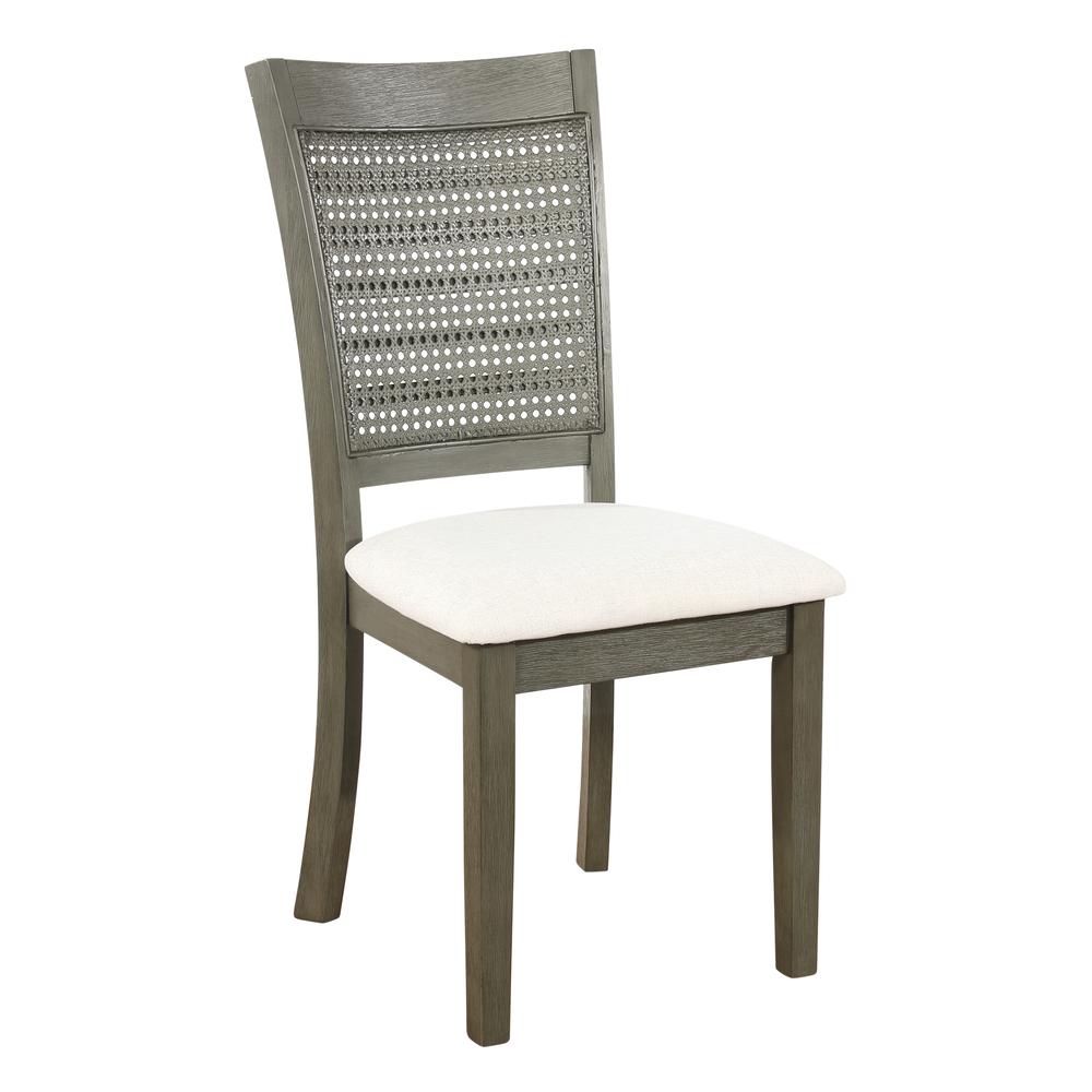 Walden Cane Back Dining Chair 2pk, Linen / Antique Grey. Picture 1