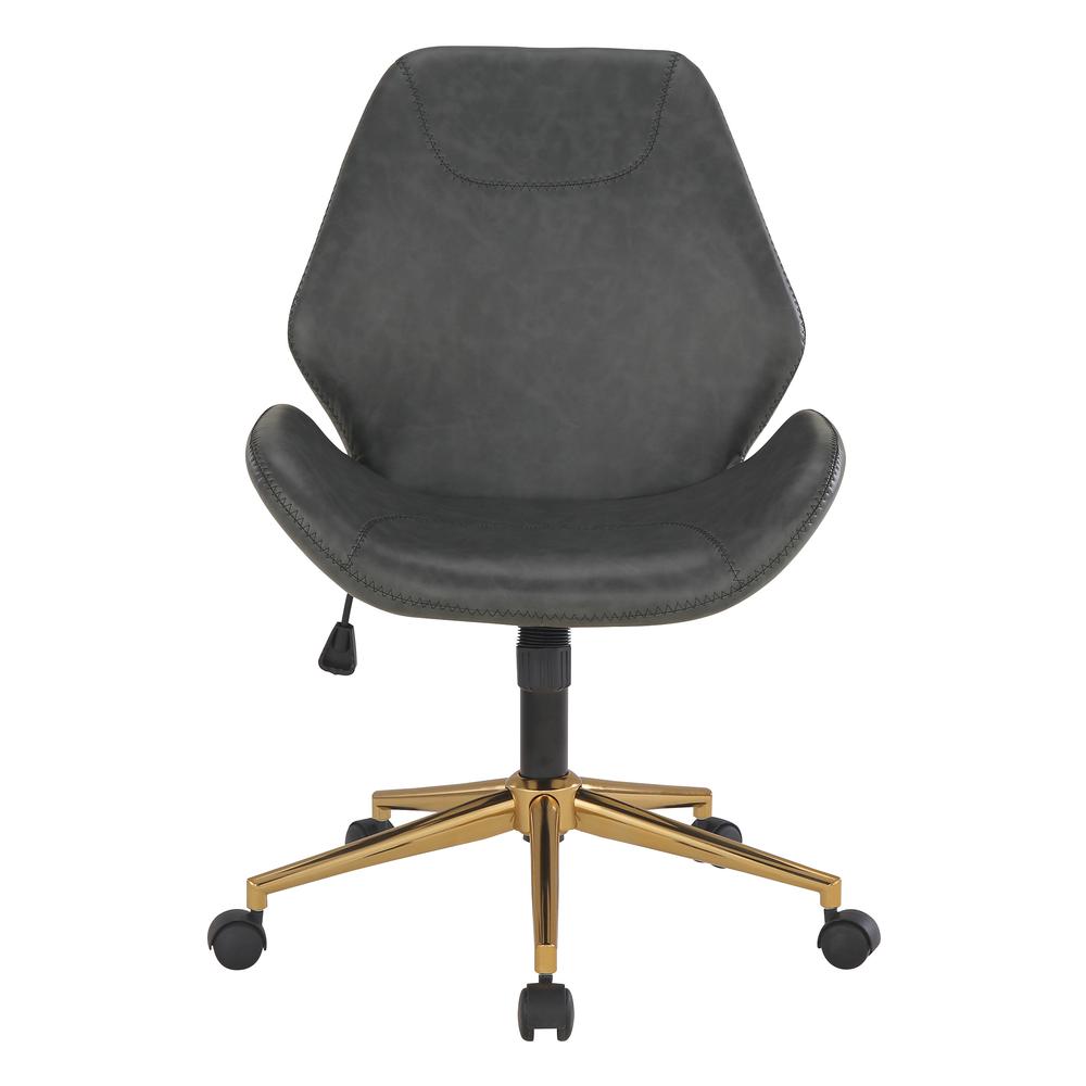 Reseda Office Chair in Black Faux Leather with Gold Base. Picture 4