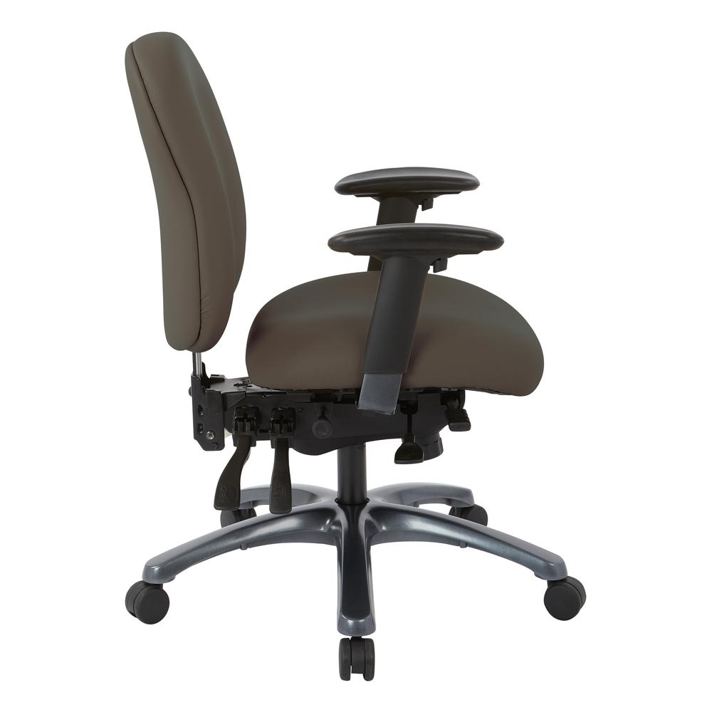 Multi-Function Mid Back Chair with Seat Slider and Titanium Finish Base in Dillon Graphite, 8512-R111. Picture 3