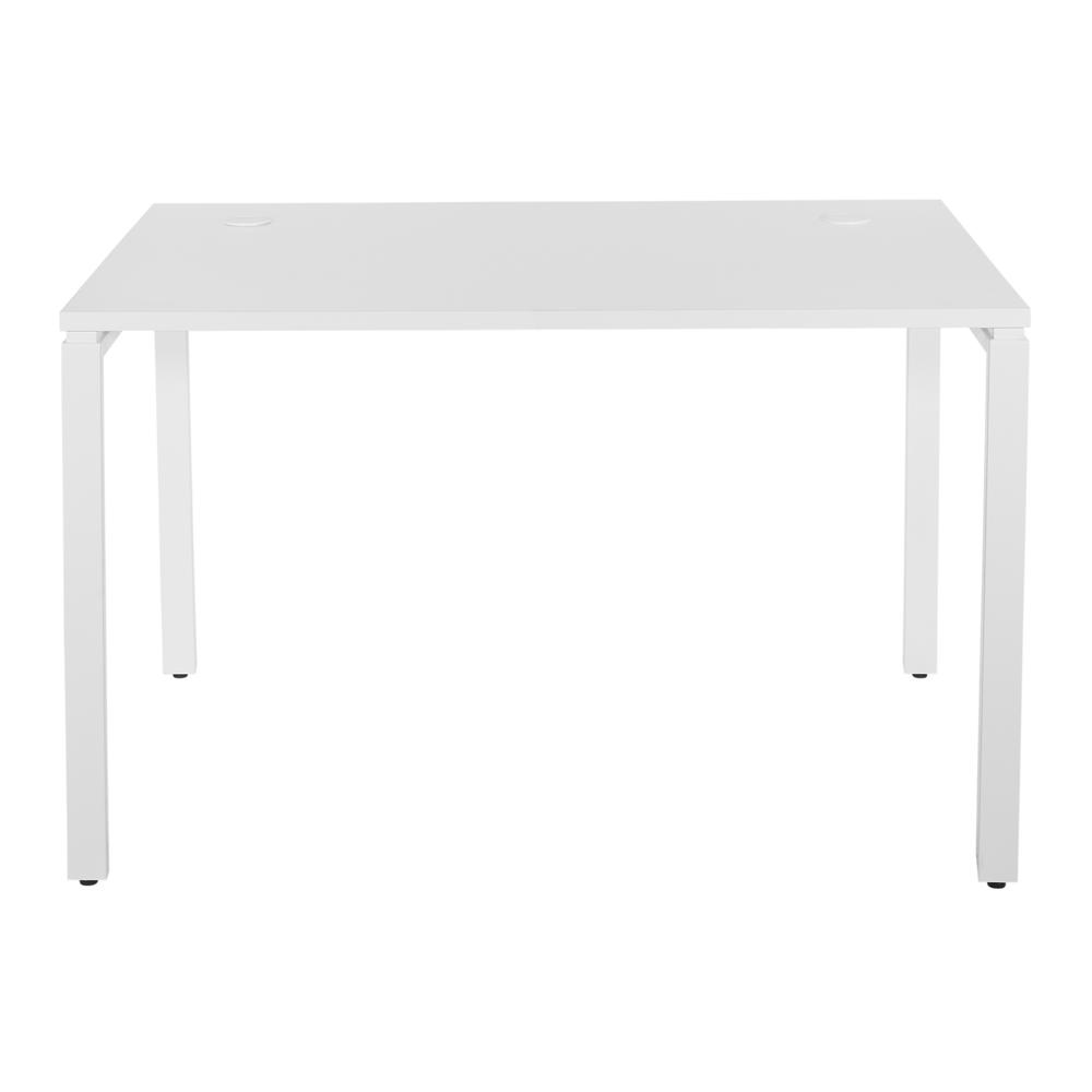 48" Writing Desk with White Laminate Top and White Finish Metal Legs, PRD3048D-WH. Picture 3
