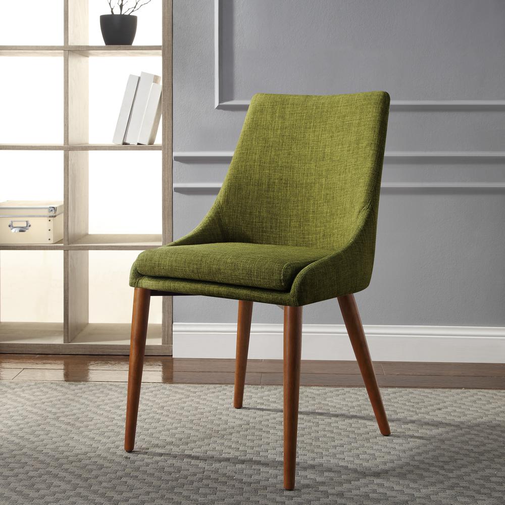 Palmer Mid-Century Modern Fabric Dining Accent Chair in Green Fabric 2 Pack, PAM2-M17. Picture 4