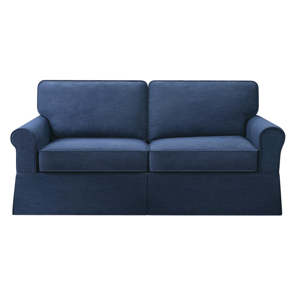 Slip Cover Sofa in Navy Fabric. Picture 2