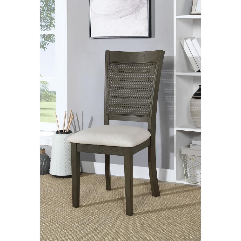 Walden Cane Back Dining Chair 2pk, Linen / Antique Grey. Picture 7