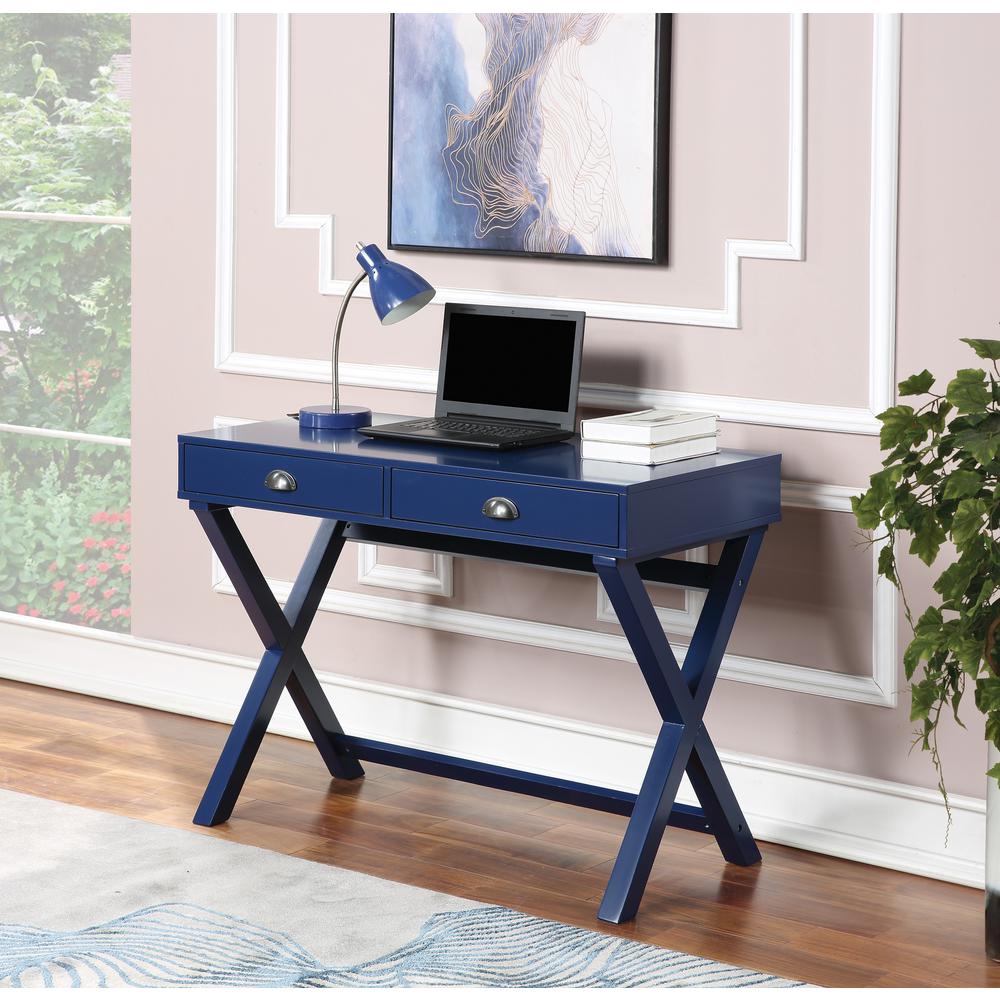 Washburn Chic Campaign Writing Desk in Lapis Blue Finish, WHB5011-7. Picture 4