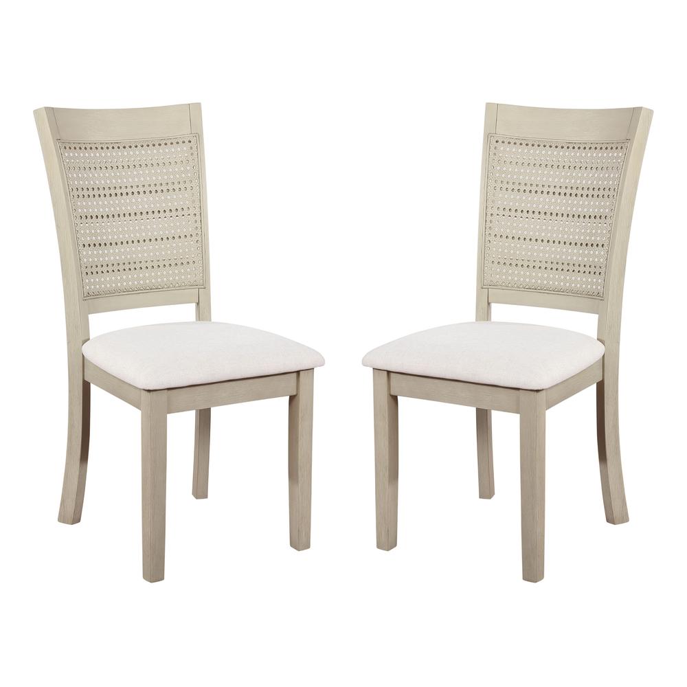 Walden Cane Back Dining Chair 2pk, Linen / Antique White. Picture 2