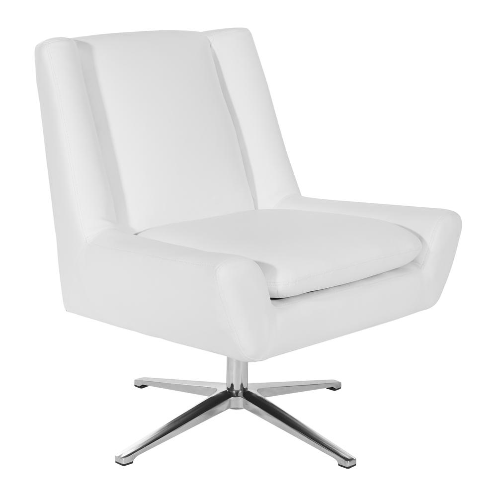 Guest Chair in White Faux Leather and Aluminum Base, FLH5969AL-U11. Picture 1