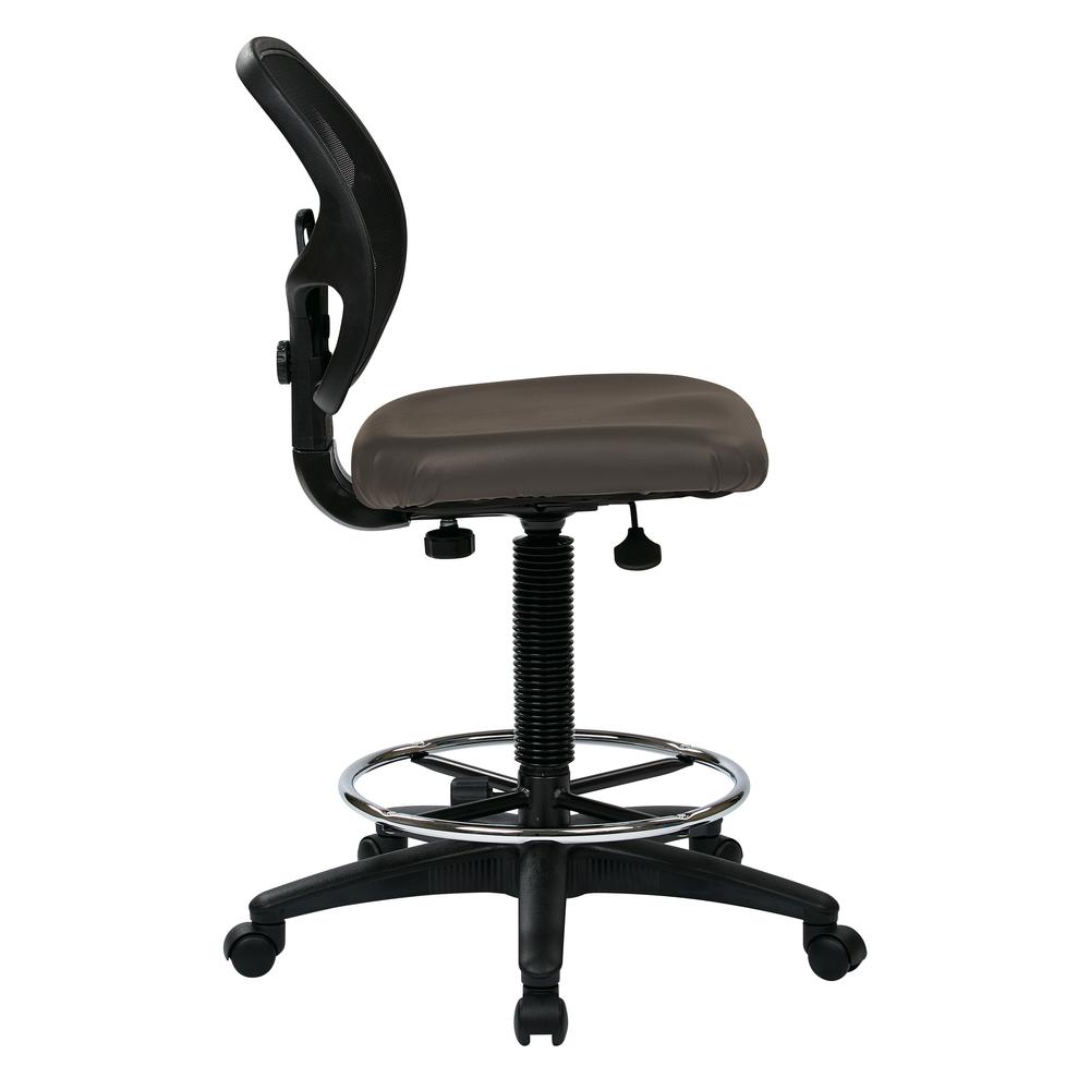 Deluxe Custom Dillon Fabric Drafting Chair with 18" Diameter Foot ring . Fabric Seat and Custom Dillon Fabric with Adjustable Foot ring. Pneumatic Height Adjustment 24.25" to 33.75". Heavy Duty Nylon. Picture 3
