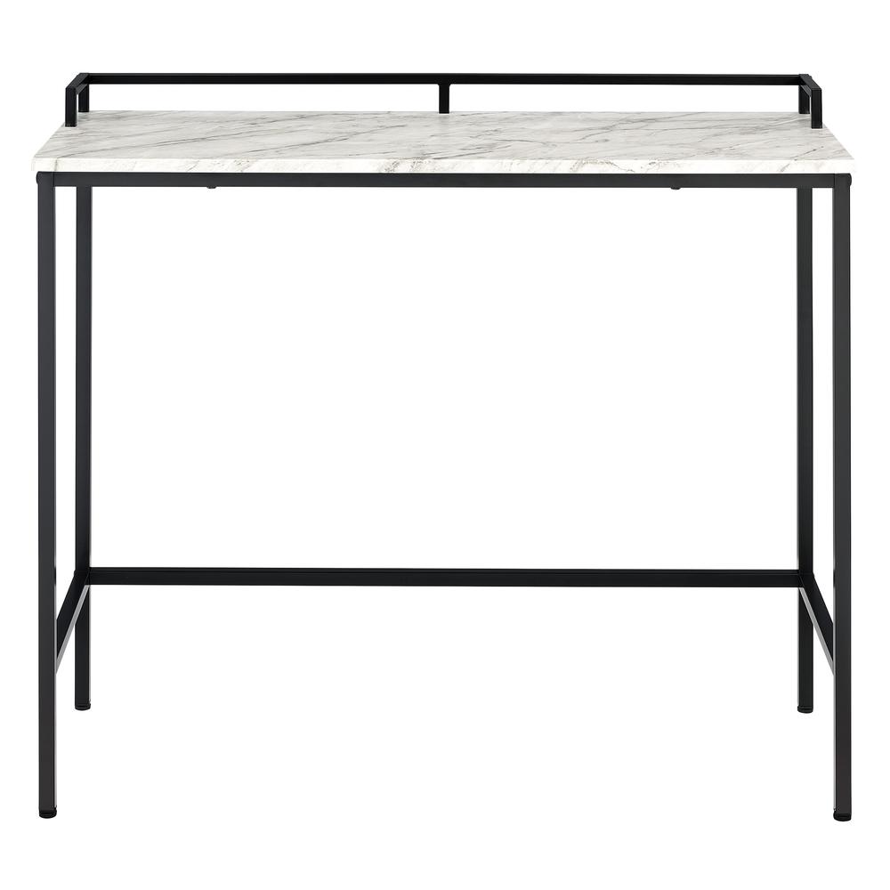 Brighton Console Table with Faux White Marble Top and Black Metal Frame. Picture 3