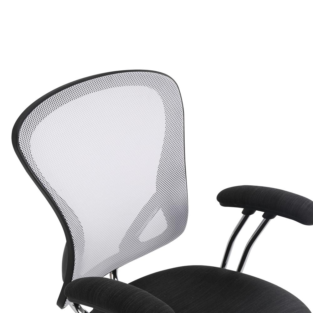 Gianna Task Chair with White Mesh Back and Linen Black Seat. Picture 8