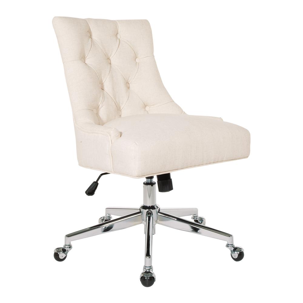 Amelia Office Chair in Linen Fabric with Chrome Base, AME26-L32. Picture 1