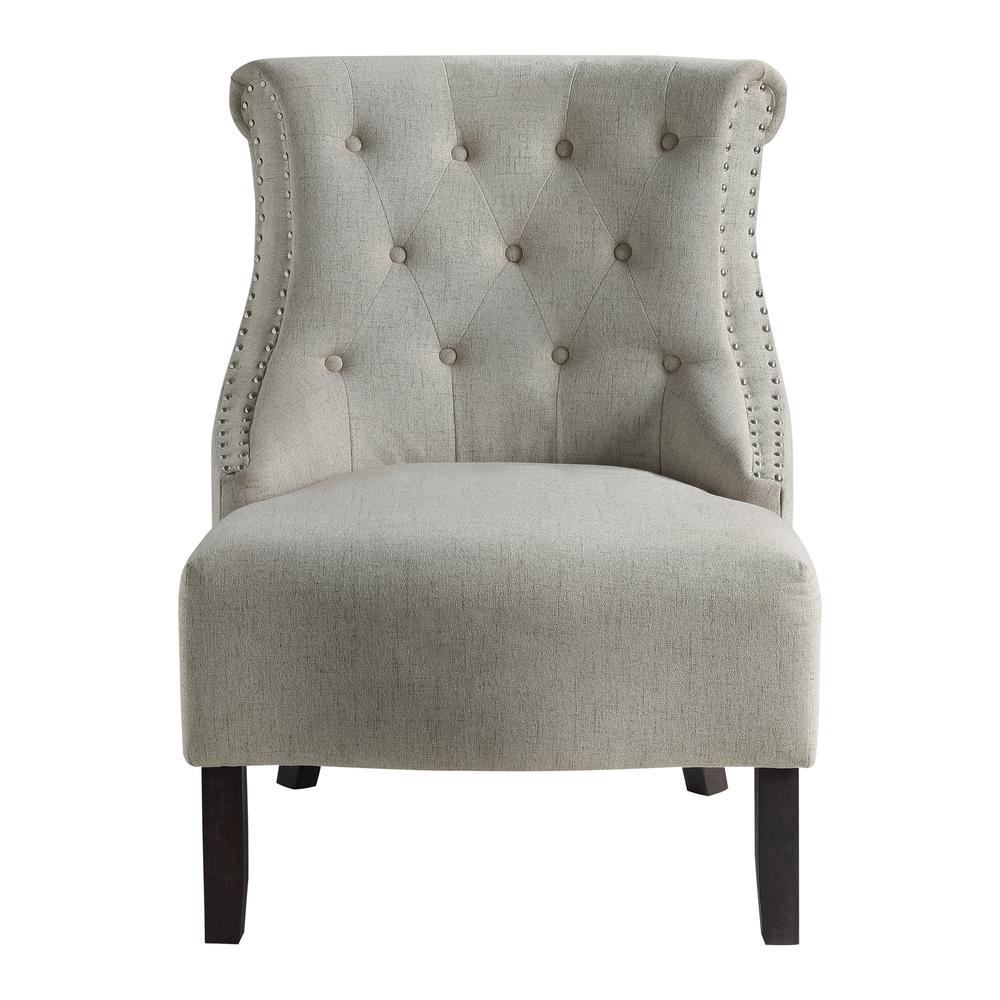 Evelyn Tufted Chair in Linen Fabric with Grey Wash Legs, SB586-L45. Picture 3