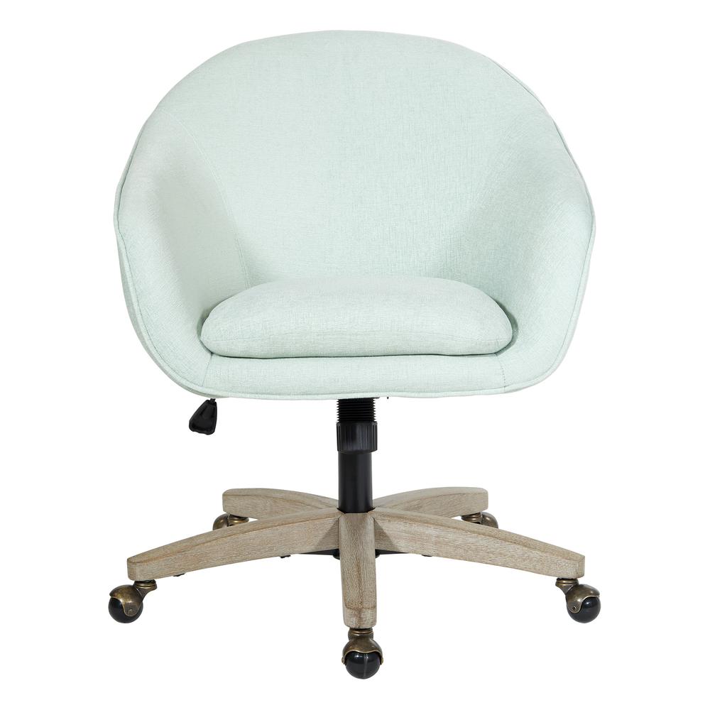 Nora Office Chair in Mint Fabric with Grey Brush Wood Base KD, NRA26-M75. Picture 2