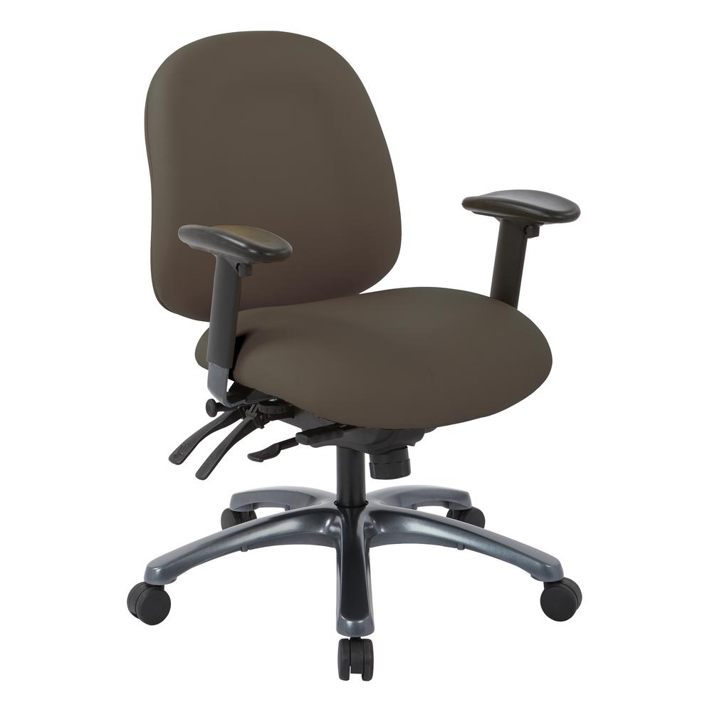Multi-Function Mid Back Chair with Seat Slider and Titanium Finish Base in Dillon Graphite, 8512-R111. Picture 1