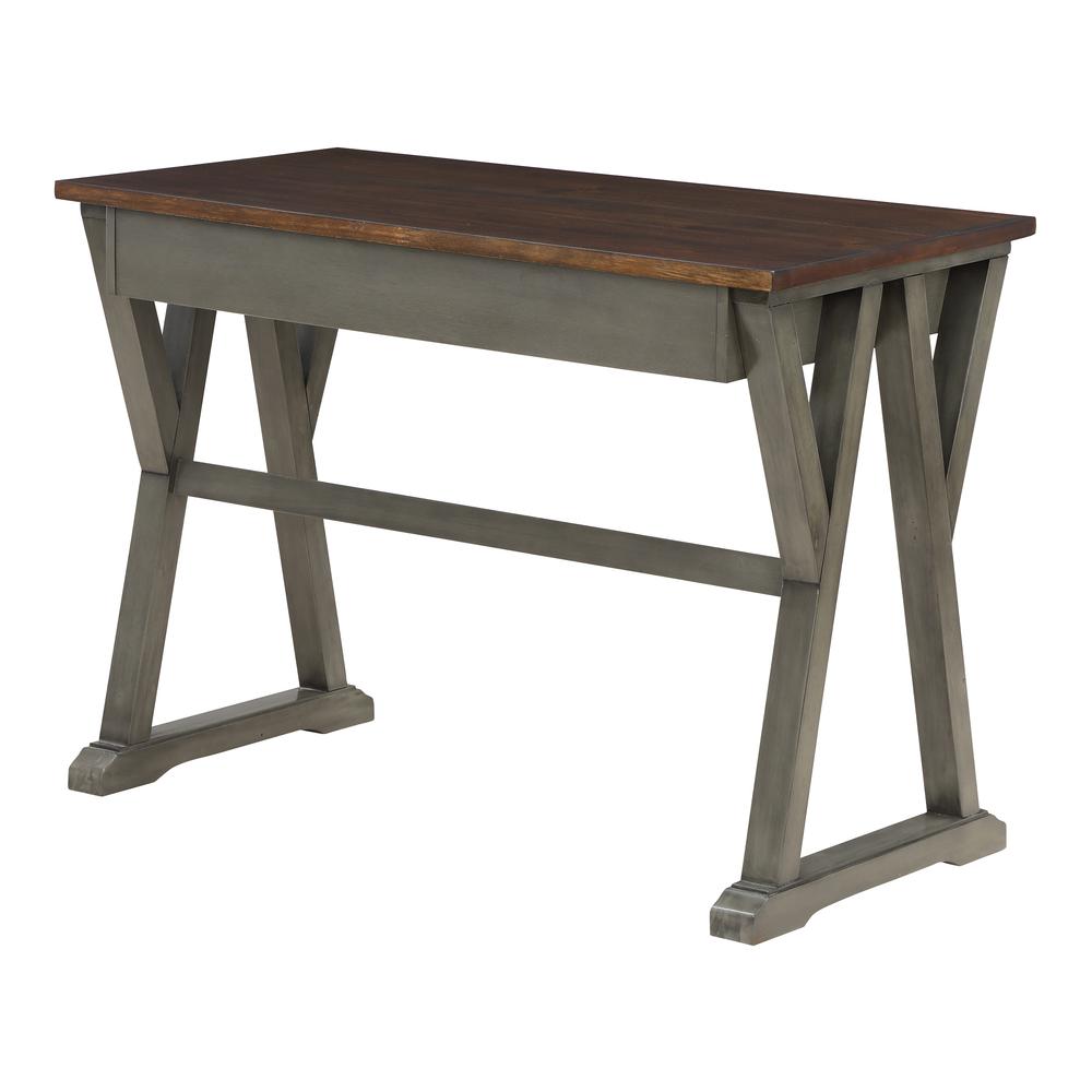 Jericho Rustic Writing Desk w/ Drawers in Slate Grey Finish. Picture 5