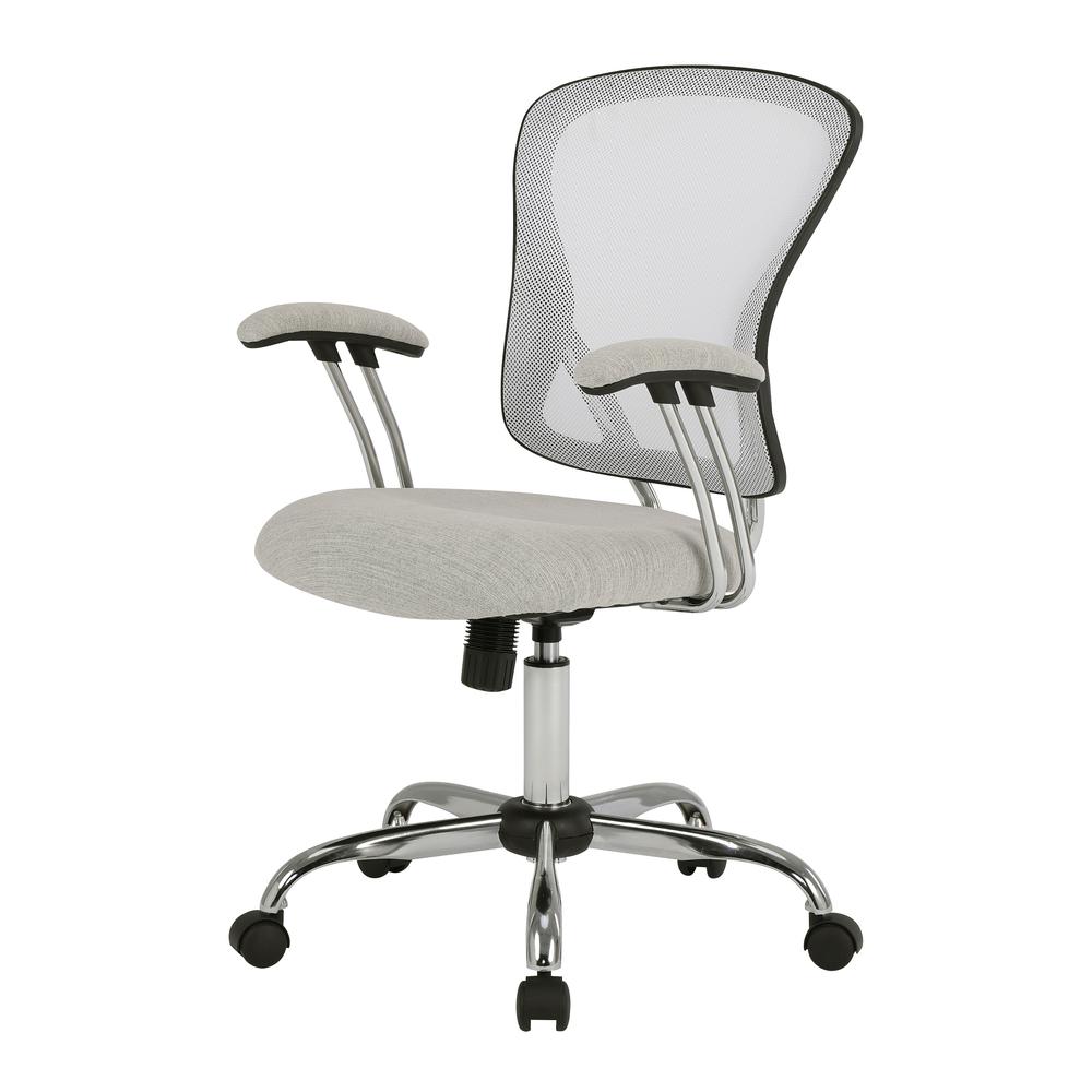 Gianna Task Chair with White Mesh Back and Linen Stone Seat. Picture 2