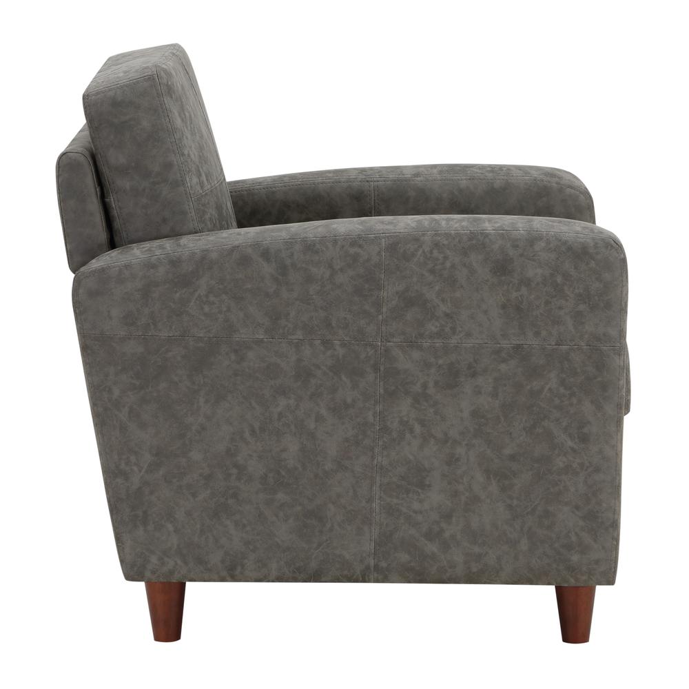Venus Club Chair in Charcoal Faux Leather and Medium Espresso Legs, VNS51A-P47. Picture 4