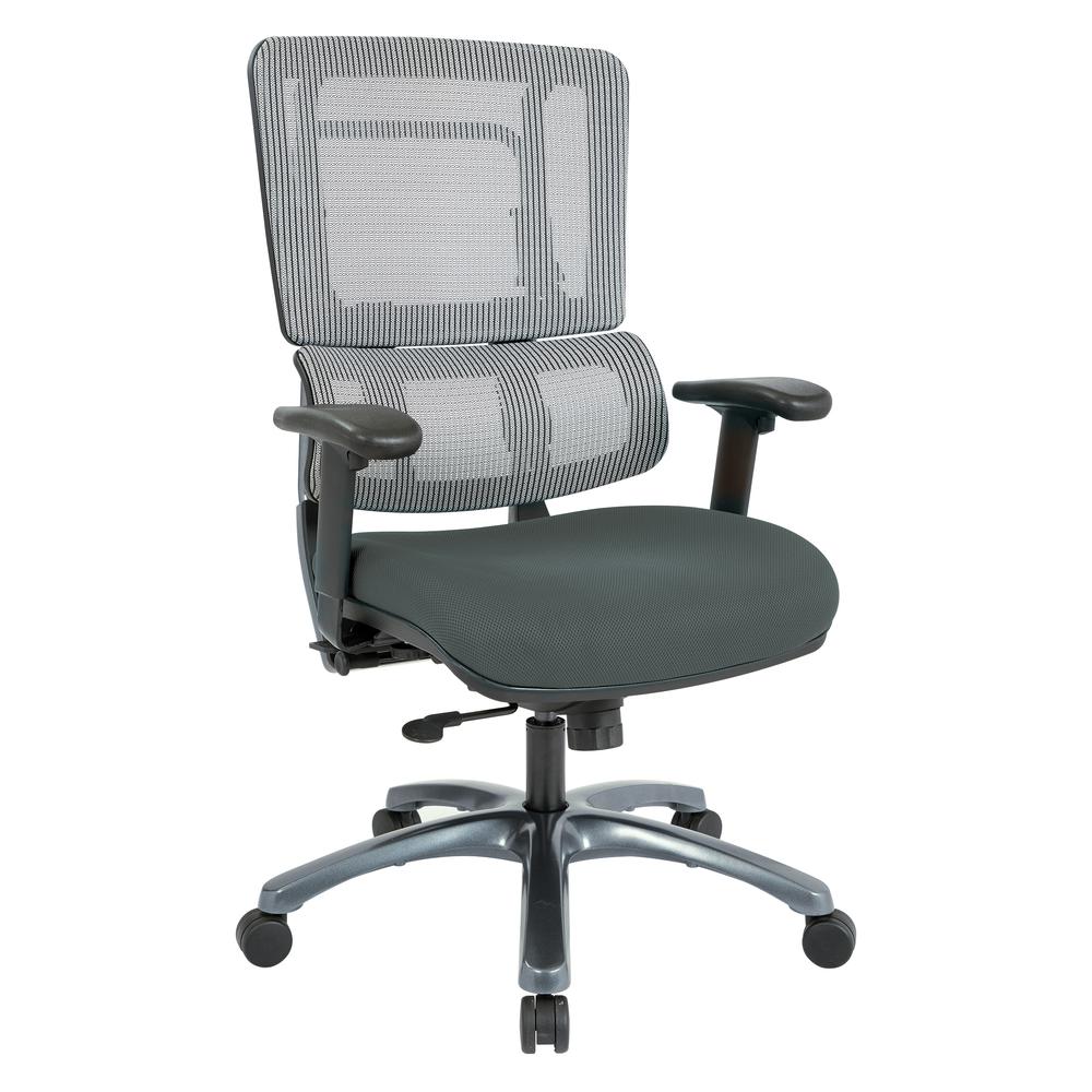Vertical Grey Mesh Back Chair with Titanium Base and Grey Mesh Seat, 99667T-2M. Picture 1