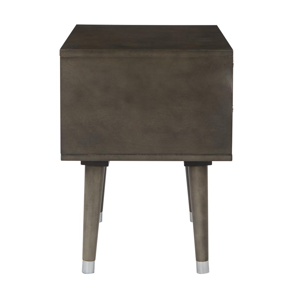 Cupertino Side Table w/ 2 Drawers in Grey Finish and K/D Legs, CUP082-GRY. Picture 4