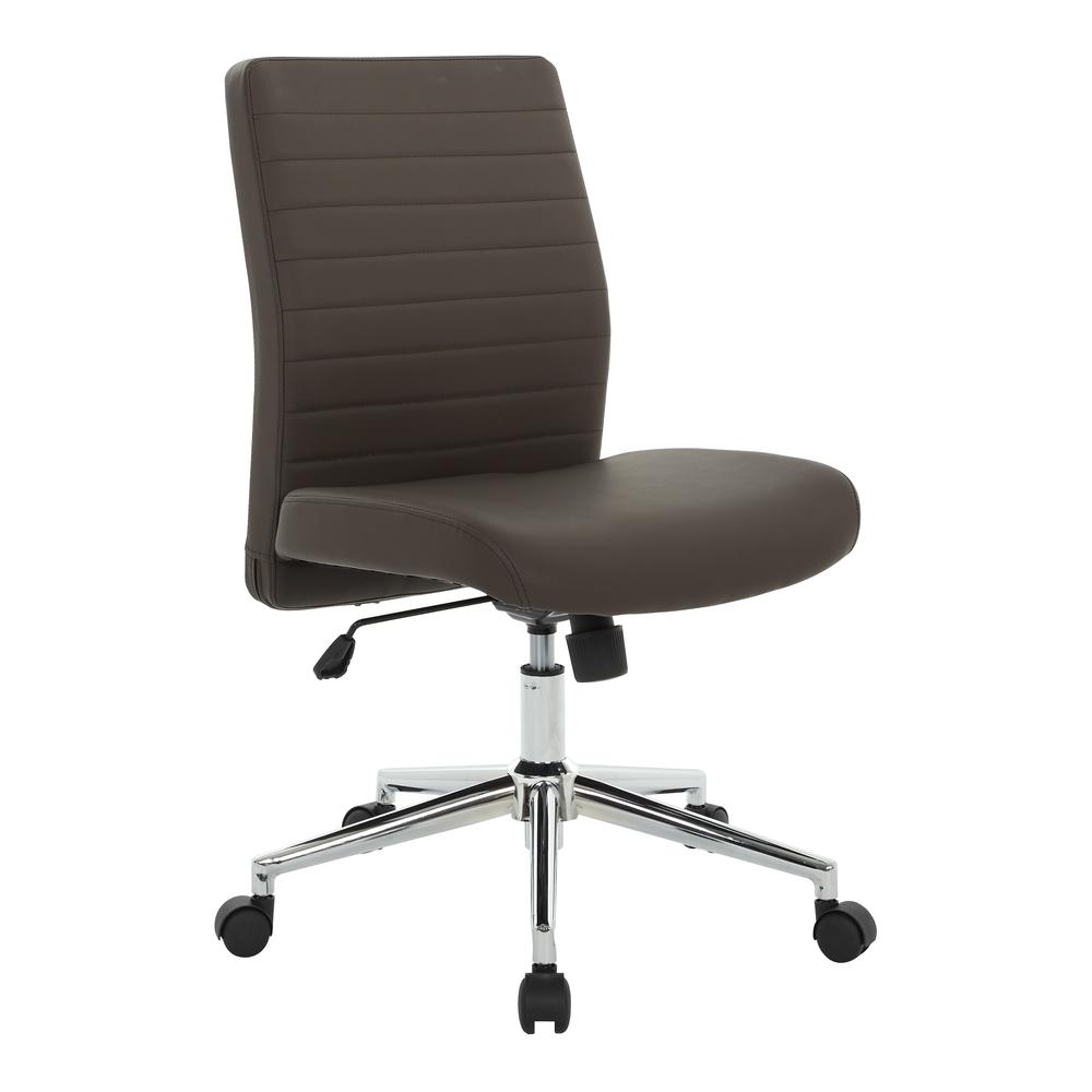 Mid-Back Managers Chair in Chocolate Bonded Leather with Chrome Finish Base, EC51830MC-EC51. Picture 1