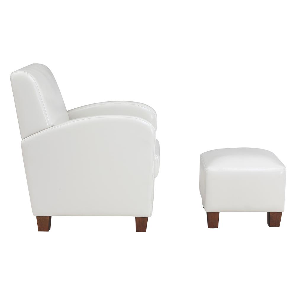 Aiden Chair & Ottoman Cream Faux Leather with Medium Espresso Legs, ADN-PD28. Picture 4