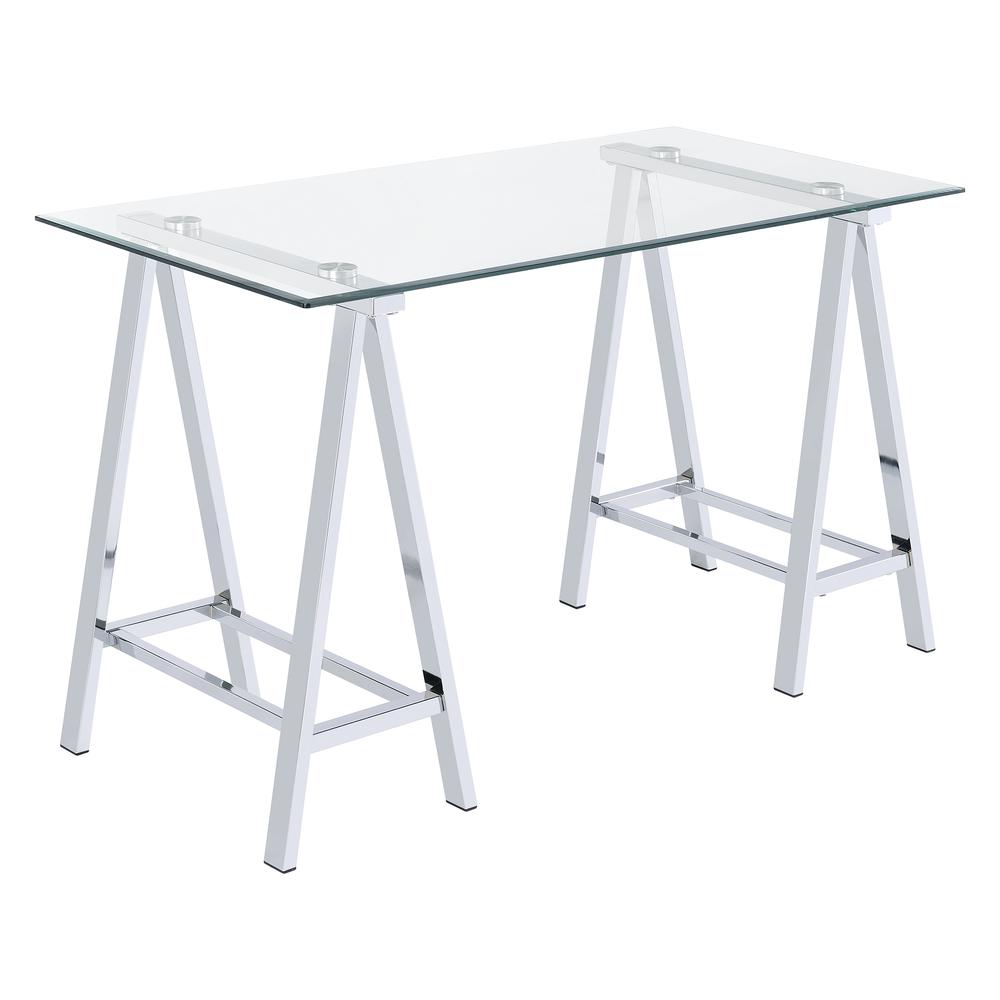 Middleton Desk with Clear Glass Top and Chrome Base, MDL4724-CHM. Picture 1