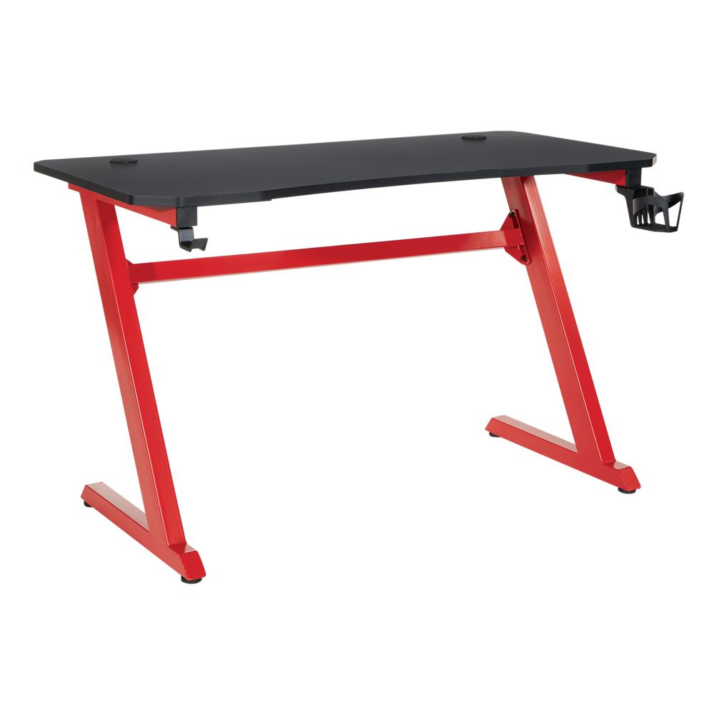 Ghost Battlestation Gaming Desk  in Matte Black Top and Red Legs, GST25-RD. Picture 1