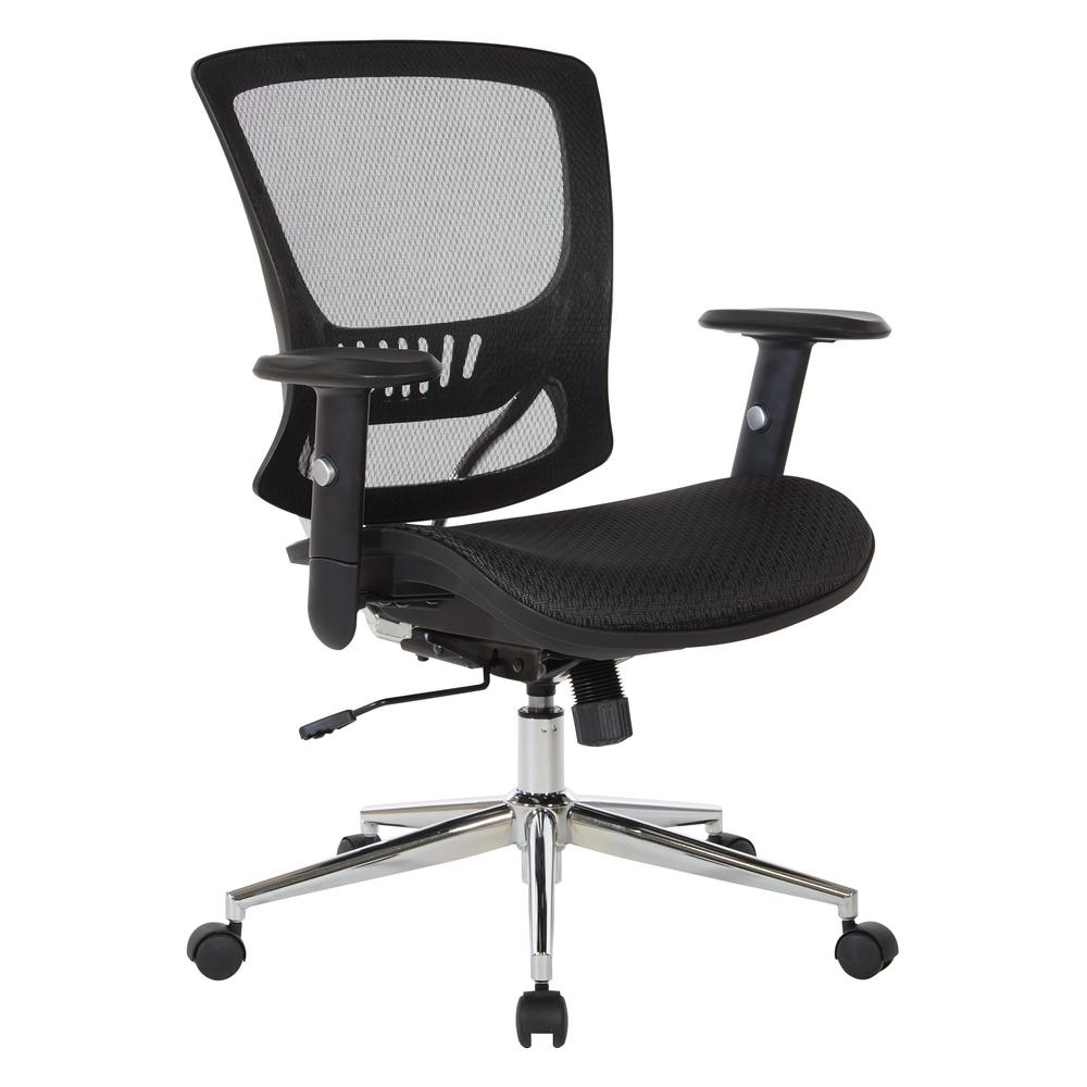 Mesh Screen Seat and Back Manager's Chair with Height Adjustable Arms and Chrome Base, EM98910C-3. Picture 1