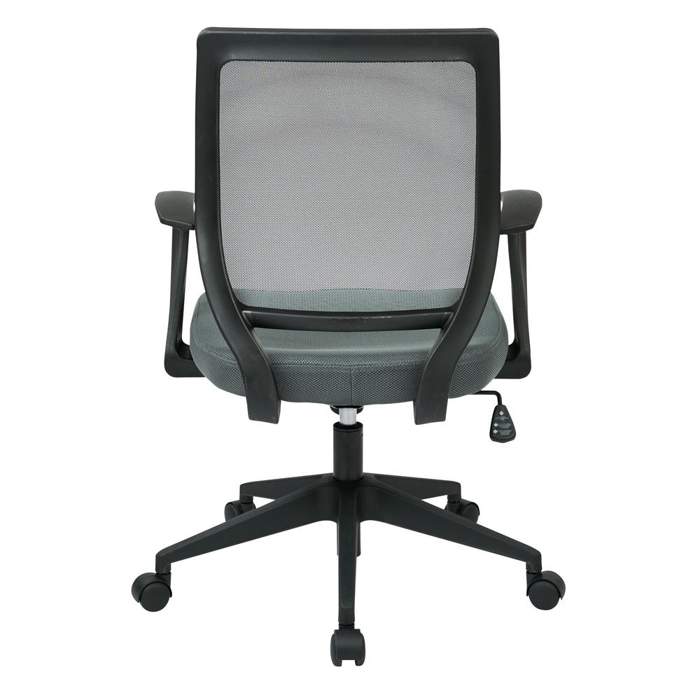 Screen Back Task Chair with "T" Arms in Fun Colors Grey fabric, EM51022N-2M. Picture 4