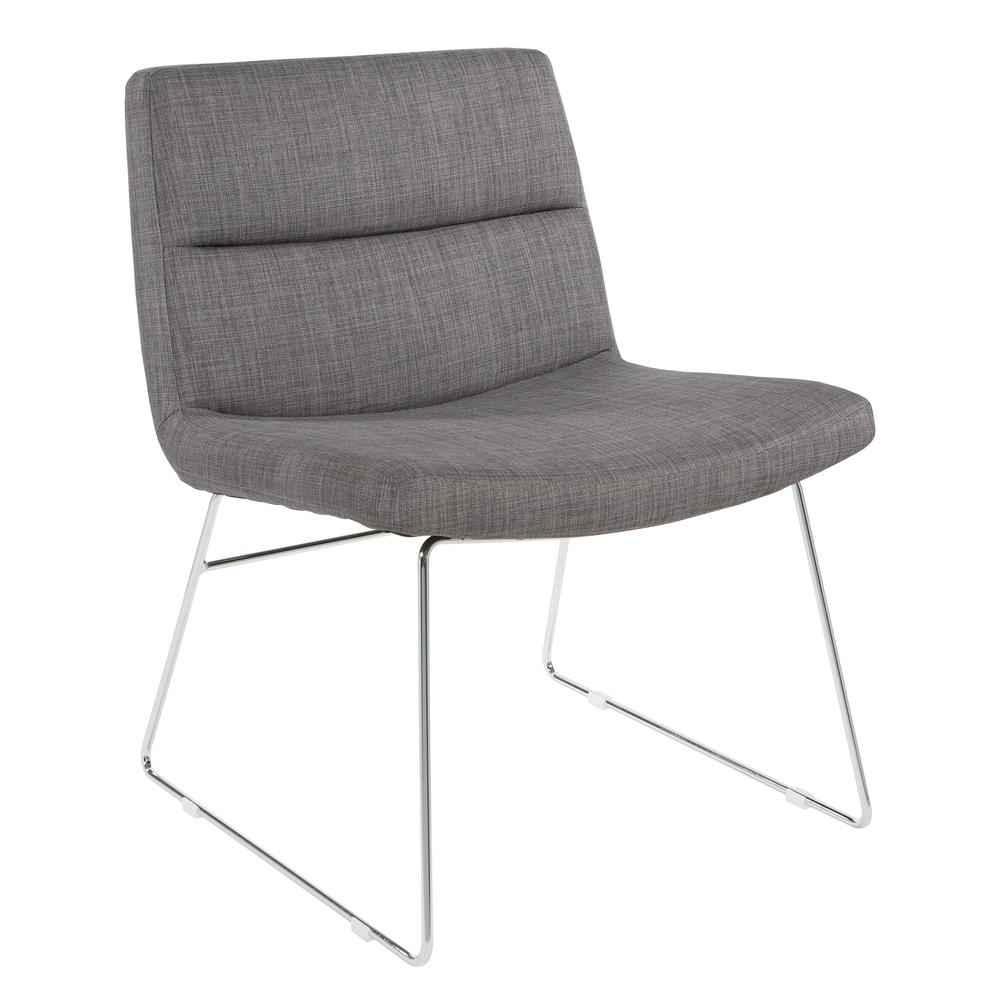Thompson Chair in Charcoal Fabric with Chrome Sled Base, THP-M78. Picture 1