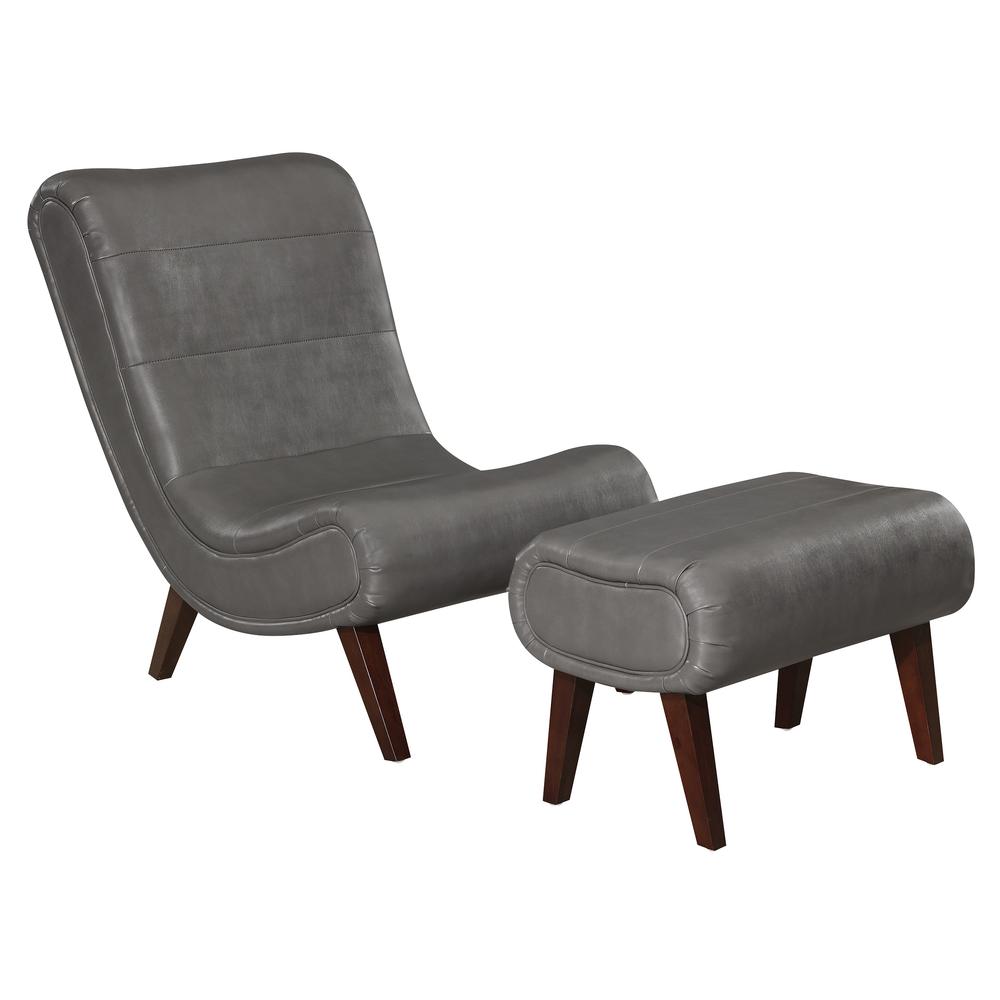 Hawkins Lounger with Ottoman, Pewter. Picture 1