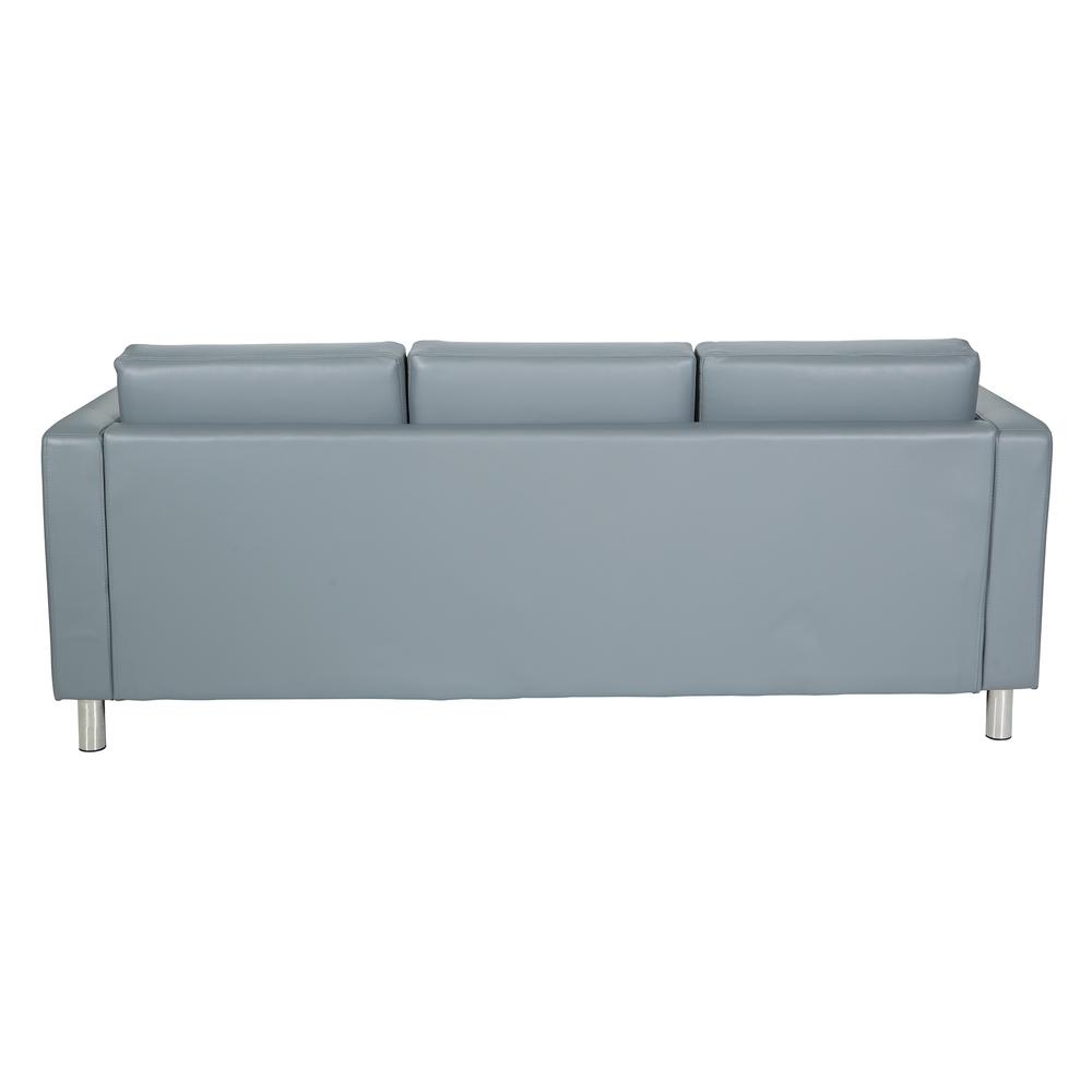 Pacific  Sofa Couch in Charcoal Grey Faux Leather with Box Spring Seats and Silver Color Legs, PAC53-U42. Picture 5