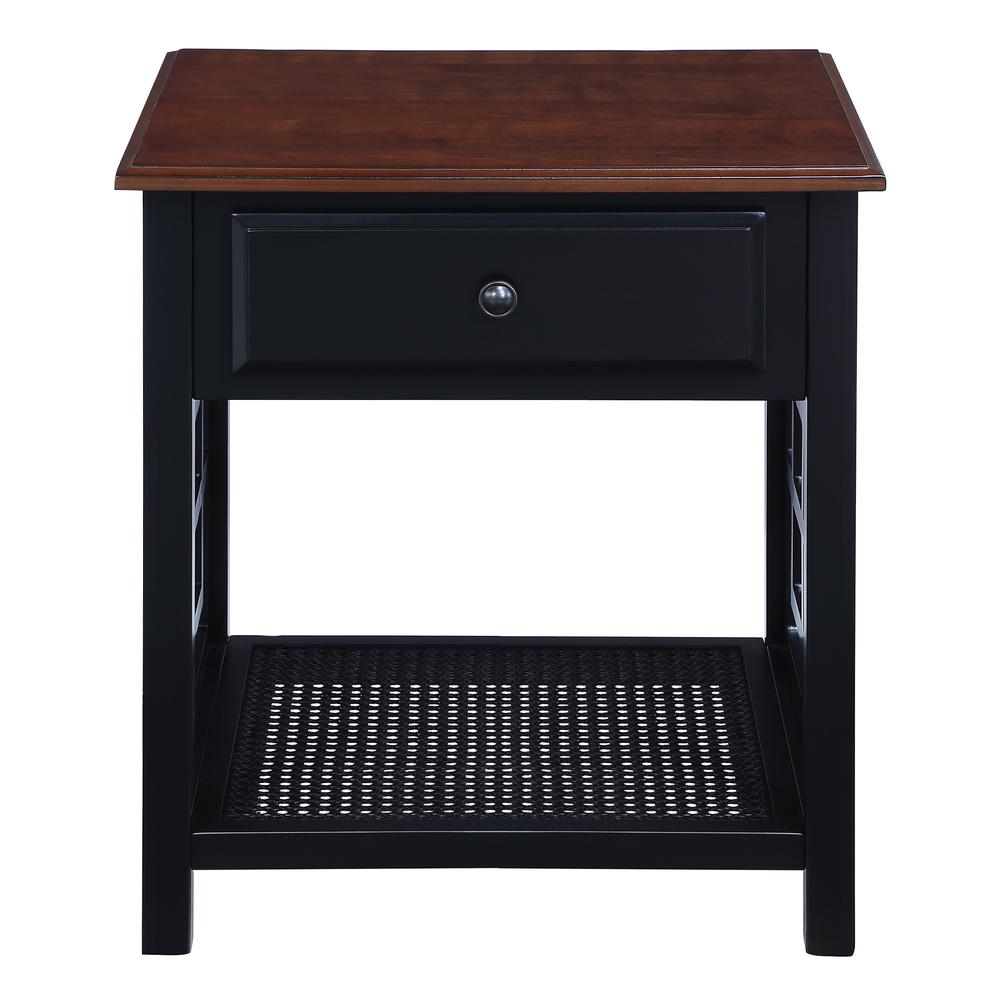 Oxford Side Table with Drawer, Black Frame / Cherry Top. Picture 4