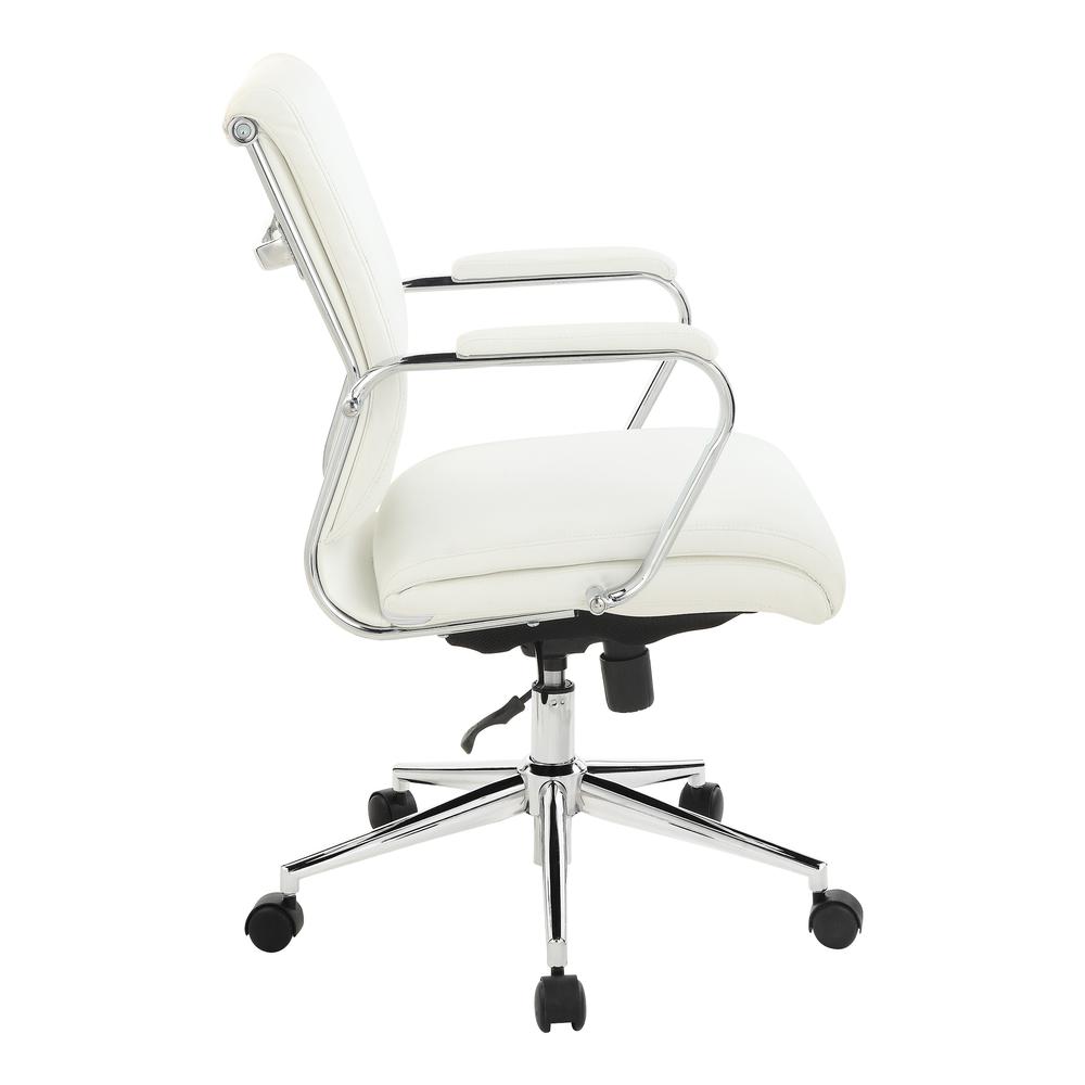 Mid Back Manager's Chair with Dillon Snow Antimicrobial Fabric and Chrome Base. Picture 4