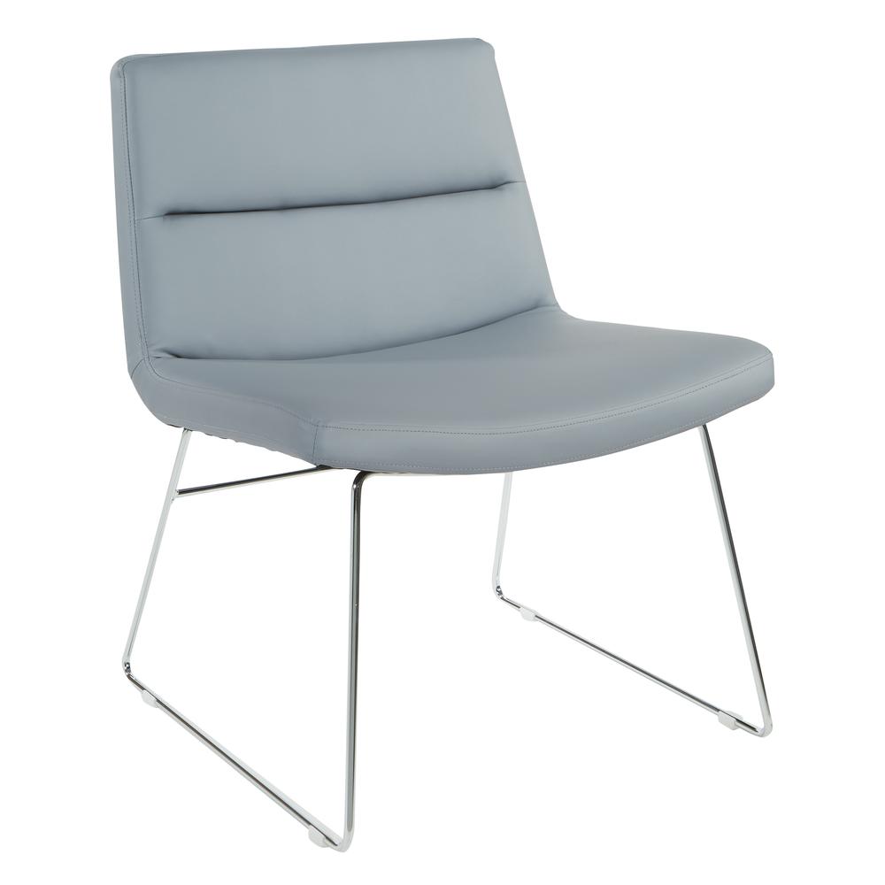 Thompson Chair in Charcoal Grey Faux Leather with Chrome Sled Base, THP-U42. Picture 1