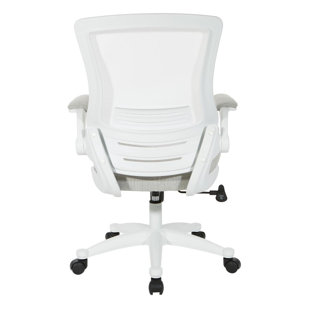 White Screen Back Manager's Chair in Linen Stone Fabric, EM60926WH-F22. Picture 4