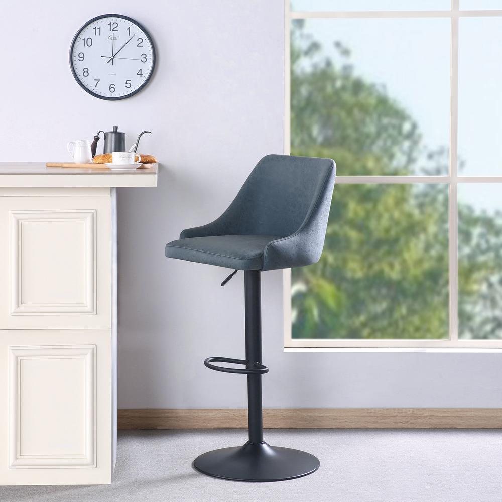 Sylmar Height Adjustable Stool in Navy Faux Leather. Picture 6