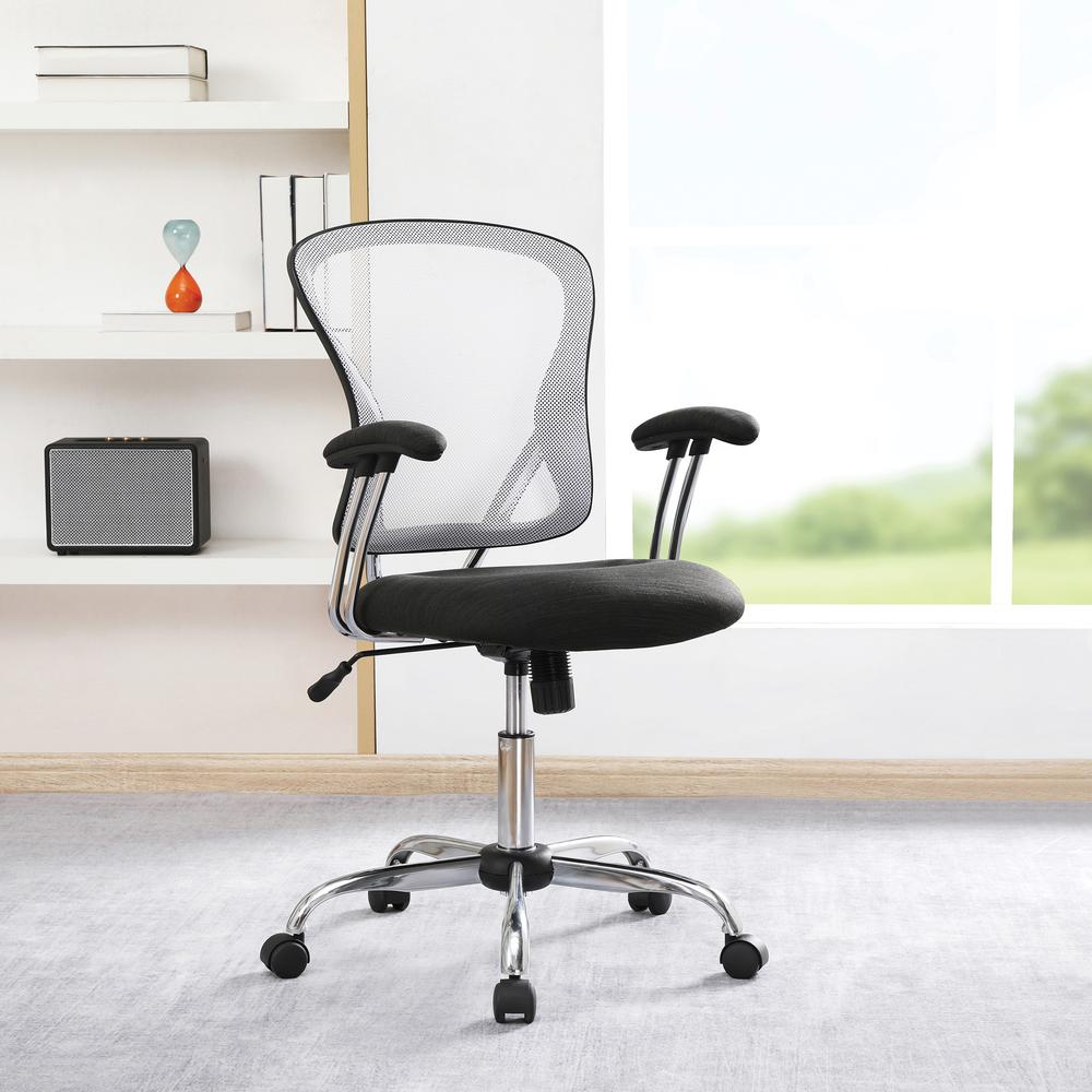 Gianna Task Chair with White Mesh Back and Linen Black Seat. Picture 7