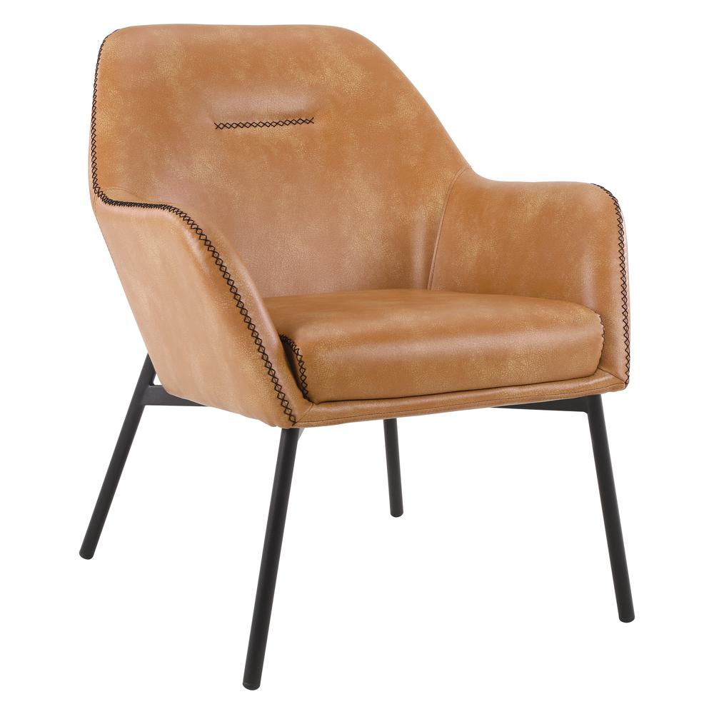 Brooks Accent Chair in Sand Faux Leather with Black Stitch and Black Legs, BRK-R43. Picture 1