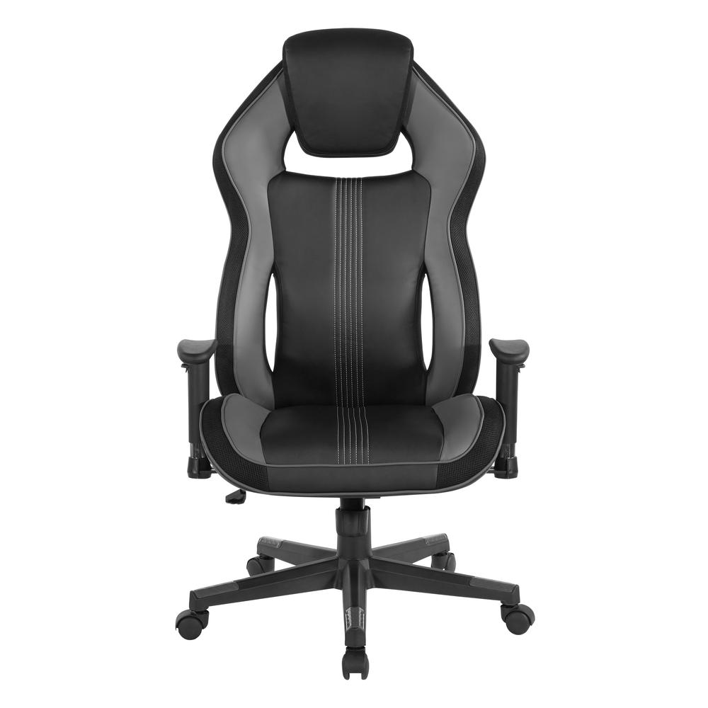BOA II Gaming Chair in Bonded Leather with Grey Accents, BOA225-GRY. Picture 3