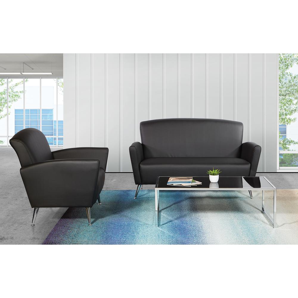 Loveseat in Dillon Black Bonded Leather with Chrome Legs, SL50552-R107. Picture 5