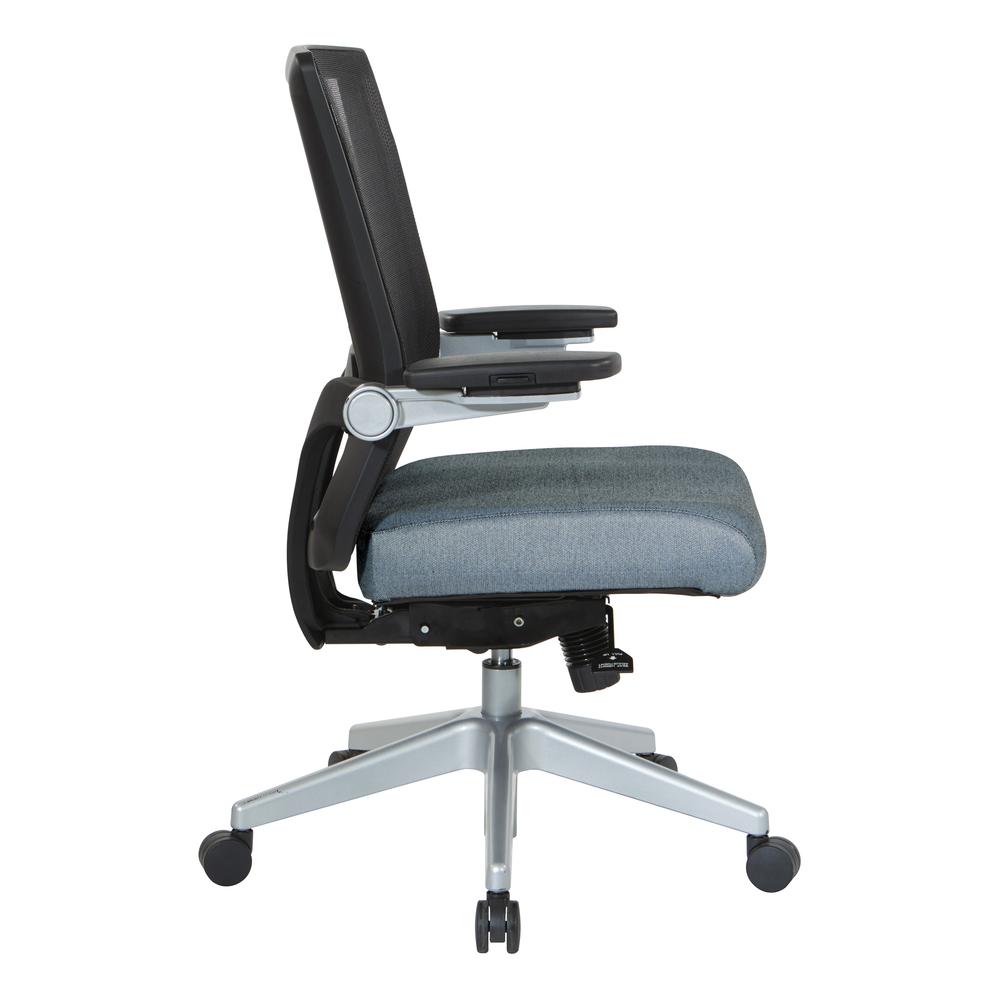 Manager's Chair with Breathable Mesh Back and Blue Fabric Seat with a Silver Base. , 867-B76N64R. Picture 3