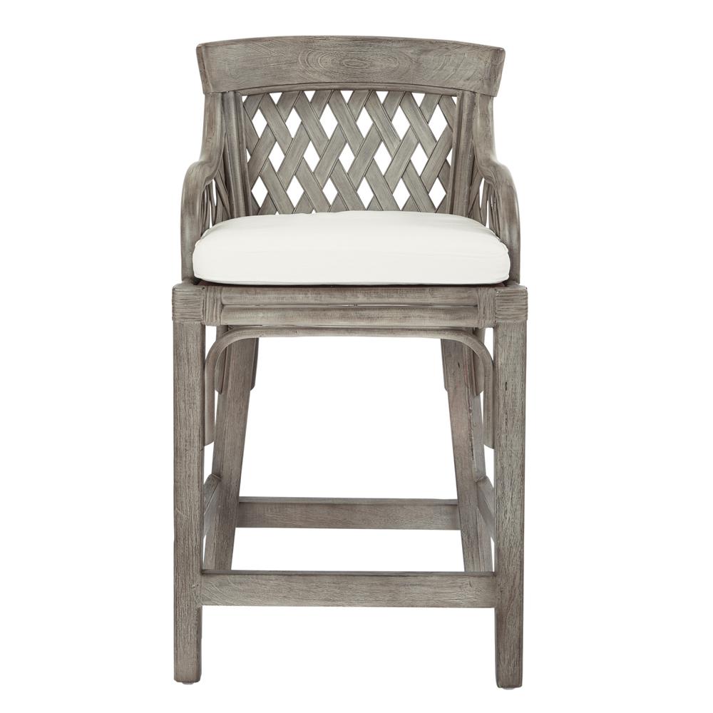 Plantation 24" Counter Stool with Grey Wood Rattan Frame Finish ASM, PLN158-GRY. Picture 2