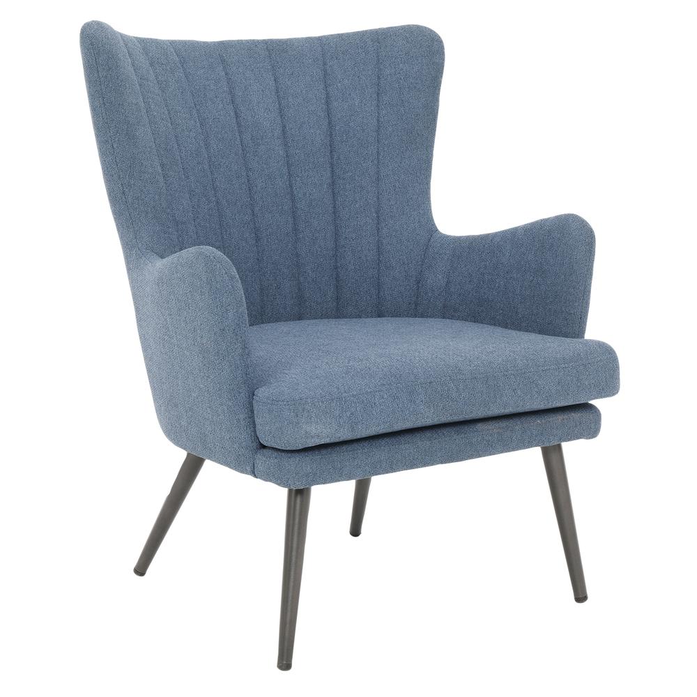Jenson Accent Chair wih Blue Fabric and Grey Legs, JEN-9126. Picture 1