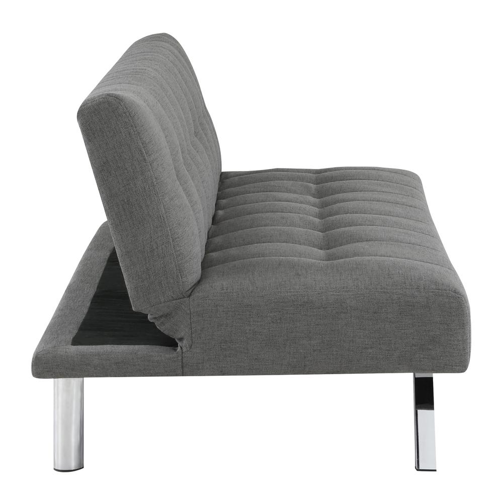 Sawyer Futon in Grey Fabric with Stainless Steel Legs. Picture 5